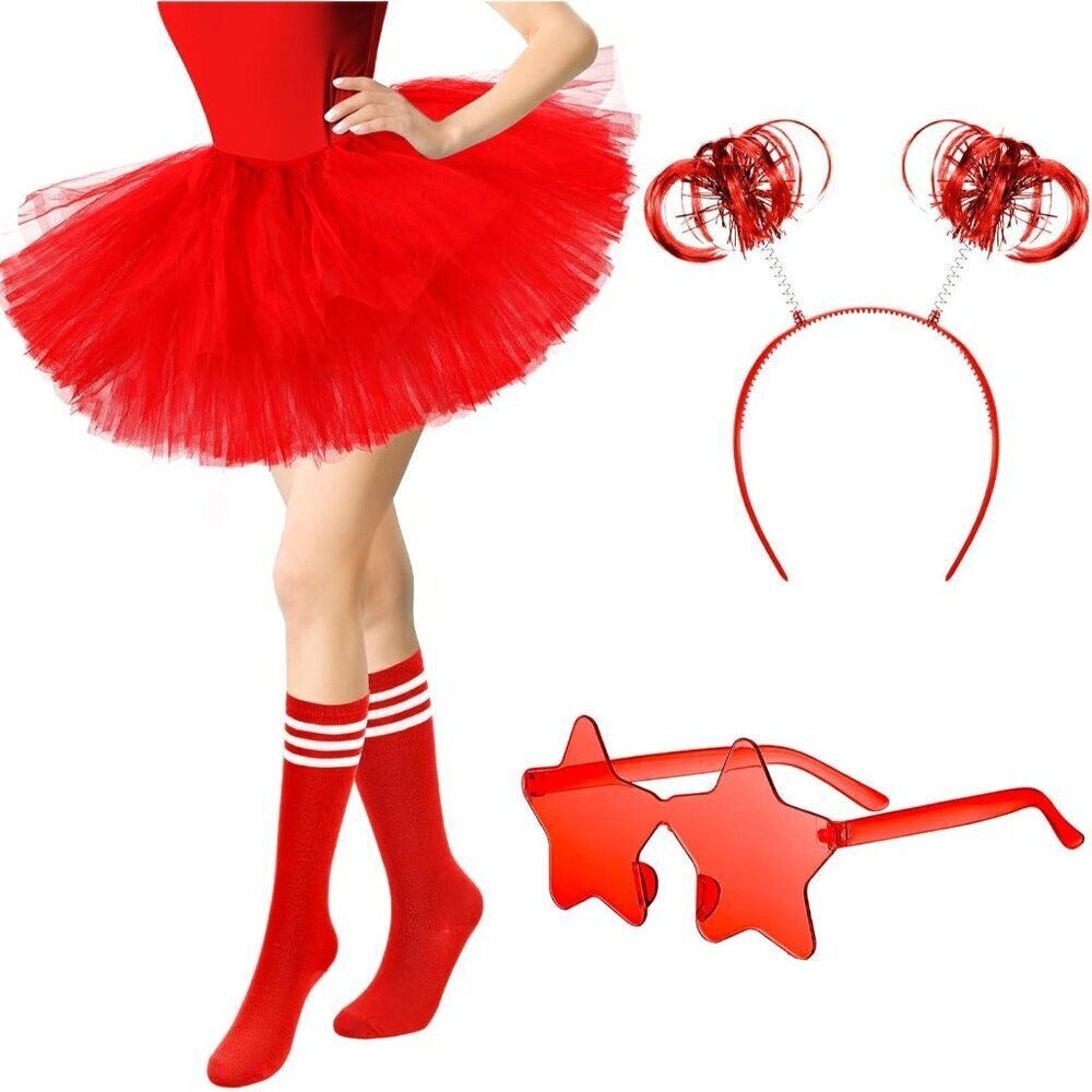 Women's Tulle Costume Set Blue Tutu Skirt Socks Headband Sunglasses